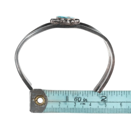 6.625" vintage Navajo silver and turquoise double wire cuff bracelet - Estate Fresh Austin