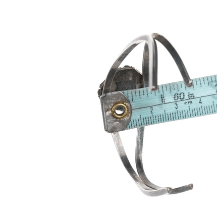 6.625" vintage Navajo silver and turquoise double wire cuff bracelet - Estate Fresh Austin