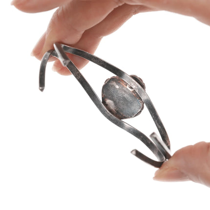 6.625" vintage Navajo silver and turquoise double wire cuff bracelet - Estate Fresh Austin