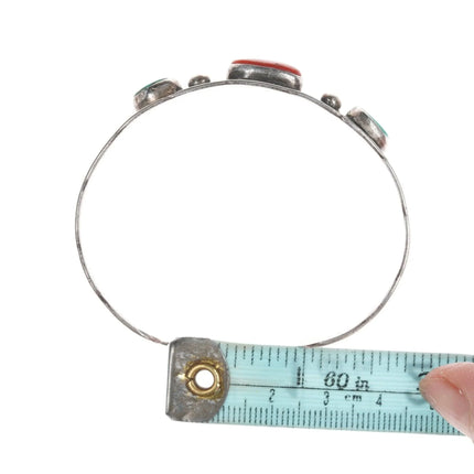 6.625" Vintage Navajo Silver turquoise and coral bracelet - Estate Fresh Austin