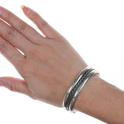 6.625" Vintage Navajo stamped Roadrunner silver bracelet - Estate Fresh Austin