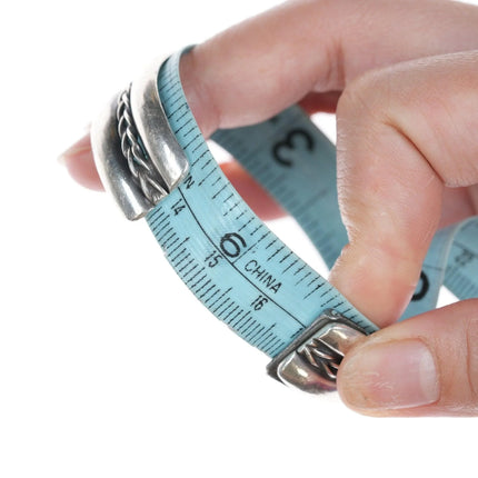 6.625" Vintage Navajo stamped Roadrunner silver bracelet - Estate Fresh Austin