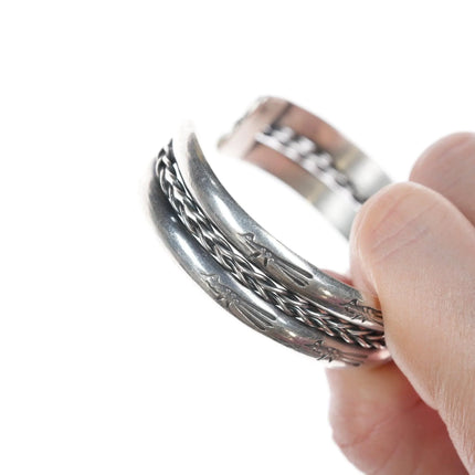 6.625" Vintage Navajo stamped Roadrunner silver bracelet - Estate Fresh Austin