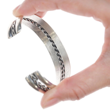 6.625" Vintage Navajo stamped Roadrunner silver bracelet - Estate Fresh Austin