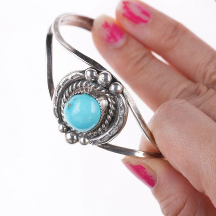 6.625" Vintage Navajo sterling and turquoise bracelet e - Estate Fresh Austin