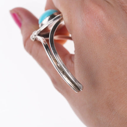 6.625" Vintage Navajo sterling and turquoise bracelet e - Estate Fresh Austin