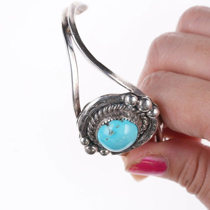 6.625" Vintage Navajo sterling and turquoise bracelet e - Estate Fresh Austin