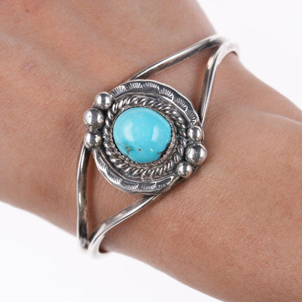 6.625" Vintage Navajo sterling and turquoise bracelet e - Estate Fresh Austin