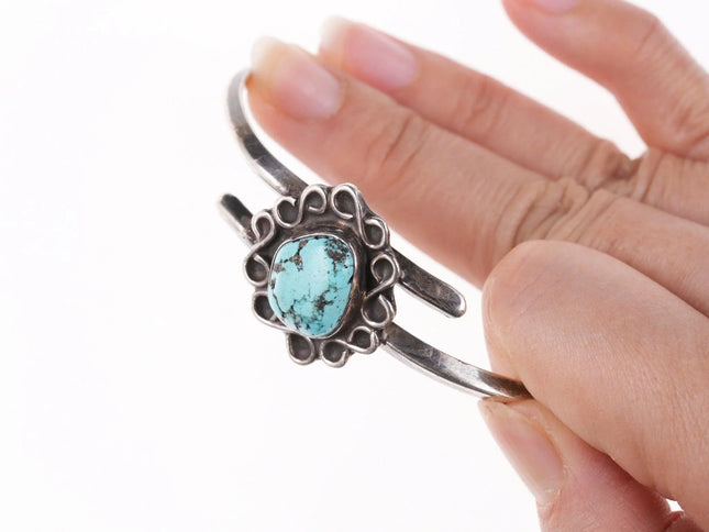 6.625" Vintage Navajo sterling and turquoise bracelet h - Estate Fresh Austin