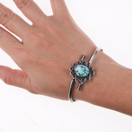 6.625" Vintage Navajo sterling and turquoise bracelet h - Estate Fresh Austin