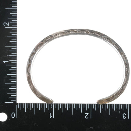 6.625" Vintage Navajo sterling carinated cuff bracelet with nice stampings - Estate Fresh Austin