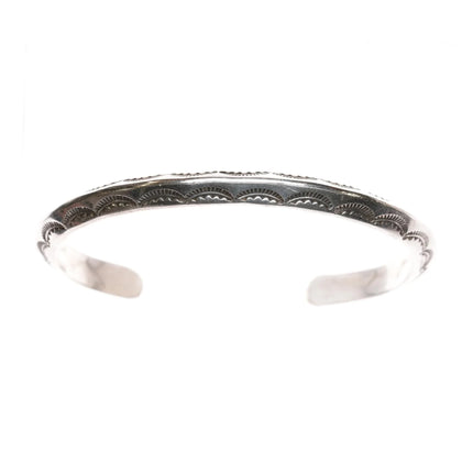 6.625" Vintage Navajo sterling carinated cuff bracelet with nice stampings - Estate Fresh Austin