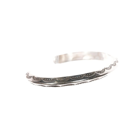 6.625" Vintage Navajo sterling carinated cuff bracelet with nice stampings - Estate Fresh Austin
