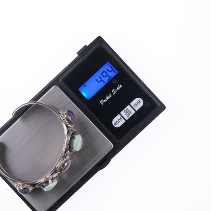 6.625" Vintage Navajo Variscite and Charoite sterling bracelet - Estate Fresh Austin