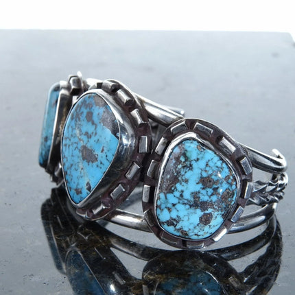 6.625" Vintage Old Pawn Navajo Sterling silver and turquoise cuff bracelet - Estate Fresh Austin