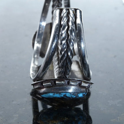 6.625" Vintage Old Pawn Navajo Sterling silver and turquoise cuff bracelet - Estate Fresh Austin