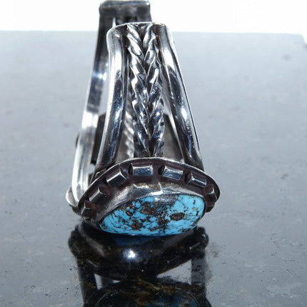 6.625" Vintage Old Pawn Navajo Sterling silver and turquoise cuff bracelet - Estate Fresh Austin