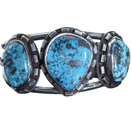 6.625" Vintage Old Pawn Navajo Sterling silver and turquoise cuff bracelet - Estate Fresh Austin