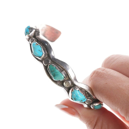 6.625" Vintage Zuni Cast silver and turquoise bracelet - Estate Fresh Austin
