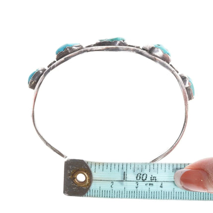 6.625" Vintage Zuni Cast silver and turquoise bracelet - Estate Fresh Austin