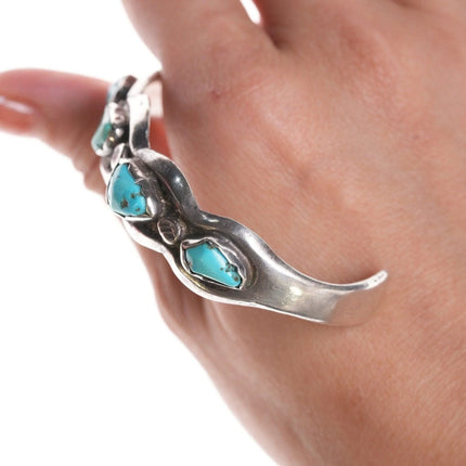6.625" Vintage Zuni Cast silver and turquoise bracelet - Estate Fresh Austin