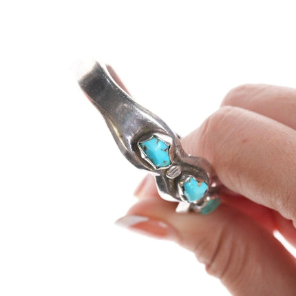 6.625" Vintage Zuni Cast silver and turquoise bracelet - Estate Fresh Austin