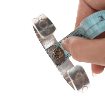 6.625" Vintage Zuni channel inlay silver onyx cuff bracelet - Estate Fresh Austin