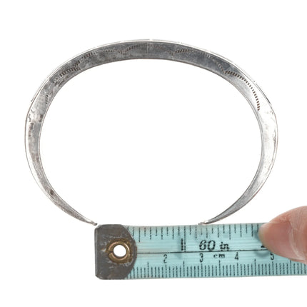 6.625" Vintage Zuni channel inlay silver onyx cuff bracelet - Estate Fresh Austin