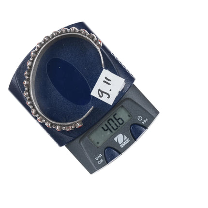 6.625" Wilbert Benally Navajo sterling and Mediterranean coral cuff bracelet - Estate Fresh Austin