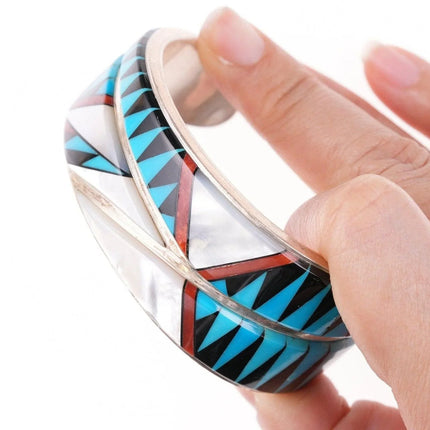 6.625" Zuni multi-stone channel inlay bracelet - Estate Fresh Austin