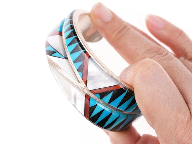 6.625" Zuni multi-stone channel inlay bracelet - Estate Fresh Austin