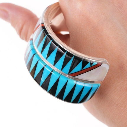 6.625" Zuni multi-stone channel inlay bracelet - Estate Fresh Austin