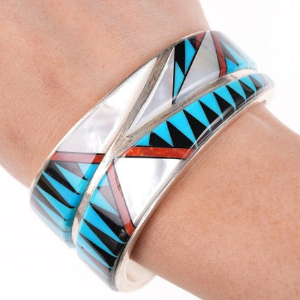 6.625" Zuni multi-stone channel inlay bracelet - Estate Fresh Austin