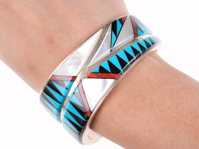 6 5/8" Zuni multi - stone channel inlay bracelet - Estate Fresh Austin