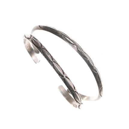 6"-6.5" Vintage Navajo hand stamped silver stacking cuff bracelets - Estate Fresh Austin