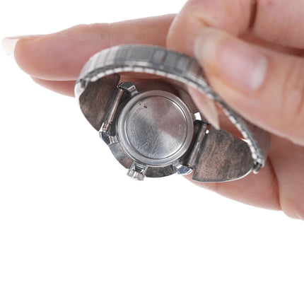 6-6.5" Vintage Zuni Silver fishscale turquoise watch tips - Estate Fresh Austin