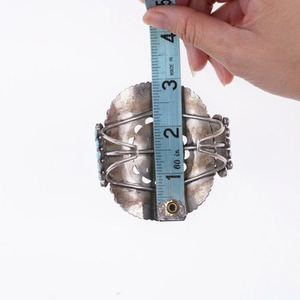6.875 Betsy Nez Navajo sterling and turquoise cluster bracelet - Estate Fresh Austin