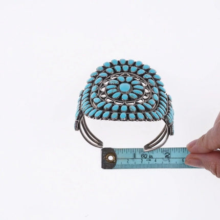 6.875 Betsy Nez Navajo sterling and turquoise cluster bracelet - Estate Fresh Austin