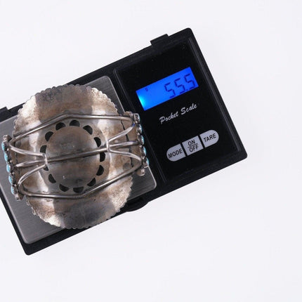 6.875 Betsy Nez Navajo sterling and turquoise cluster bracelet - Estate Fresh Austin