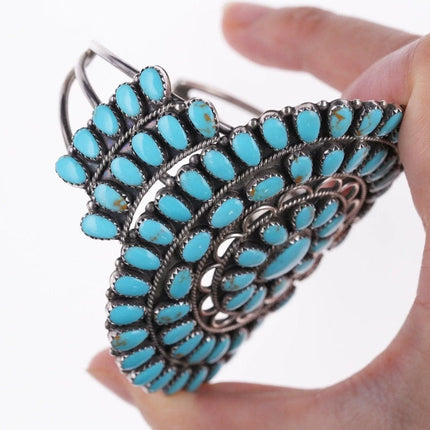 6.875 Betsy Nez Navajo sterling and turquoise cluster bracelet - Estate Fresh Austin