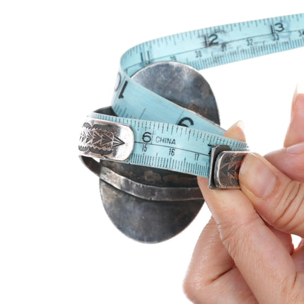 6.875 c1940's Large Native American silver moss agate cuff bracelet - Estate Fresh Austin