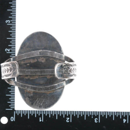 6.875 c1940's Large Native American silver moss agate cuff bracelet - Estate Fresh Austin