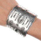 6.875 c1940's Navajo Curio wide silver cuff bracelet - Estate Fresh Austin