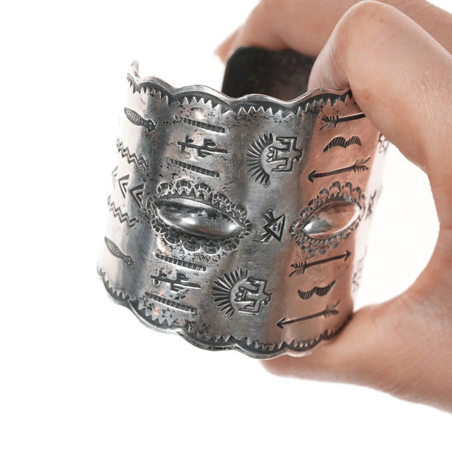 6.875 c1940's Navajo Curio wide silver cuff bracelet - Estate Fresh Austin