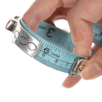 6.875 Daniel Mike Navajo Silver multi-stone interior stamped cuff bracelet - Estate Fresh Austin