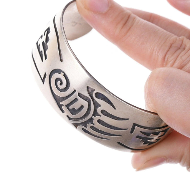 6.875 Hopi Overlay Sterling cuff bracelet - Estate Fresh Austin