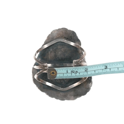 6.875 Huge Vintage Ceremonial Kingman turquoise slab sterling cuff bracelet - Estate Fresh Austin