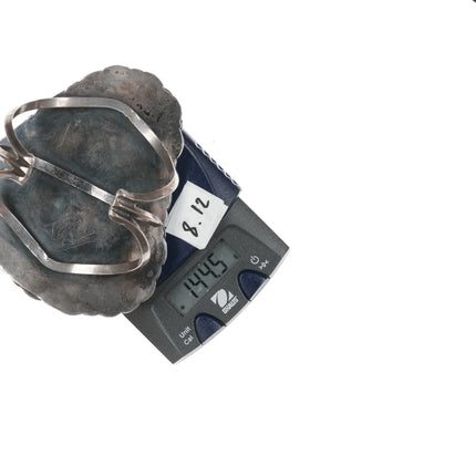 6.875 Huge Vintage Ceremonial Kingman turquoise slab sterling cuff bracelet - Estate Fresh Austin