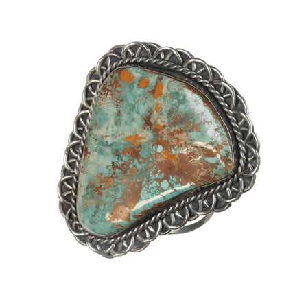 6.875 Huge Vintage Ceremonial Kingman turquoise slab sterling cuff bracelet - Estate Fresh Austin