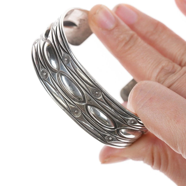 6.875 Mike Thompson Navajo Sterling hand Chiseled/stamped cuff bracelet - Estate Fresh Austin